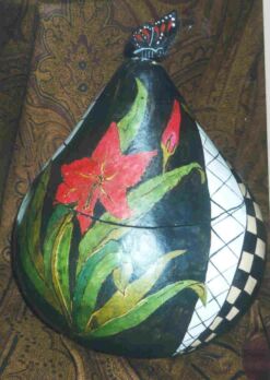 Lidded bowl with Red Lily